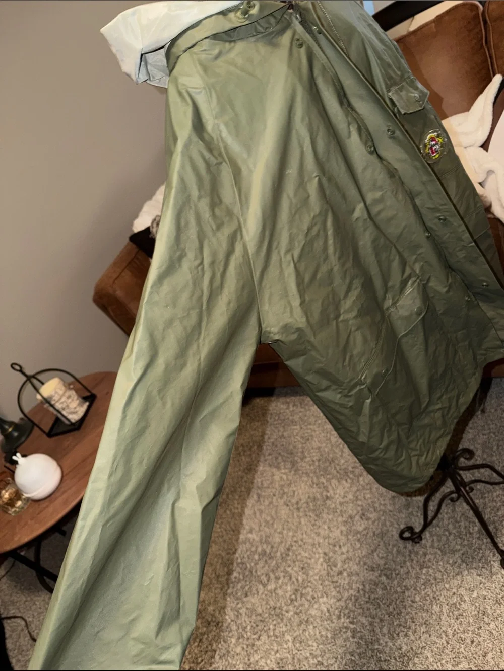 Olive Green Hooded Rain Jacket - Lightweight Waterproof